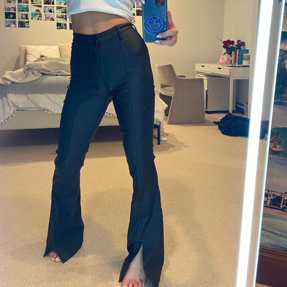 NWOT Edikted Flare Leather Pants